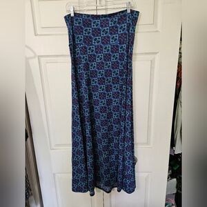 LuLaRoe Blue and Purple Patterned Maxi Skirt